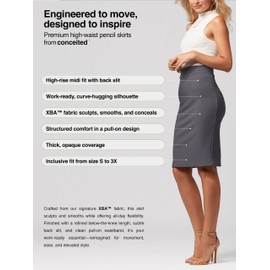 Conceited Skirts for Women - Pencil Skirt - Wear to Work - Midi Length in Regular and Plus Size - Many Colors - Classic Charcoal Grey - X-Large