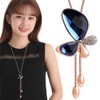 DAZZARRY Women's Butterfly Pendant Y Long Chain Design Lariet Necklace