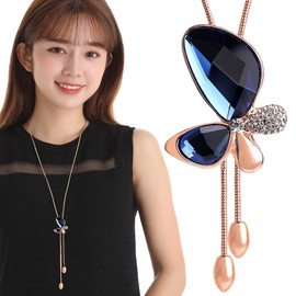 DAZZARRY Women's Butterfly Pendant Y Long Chain Design Lariet Necklace