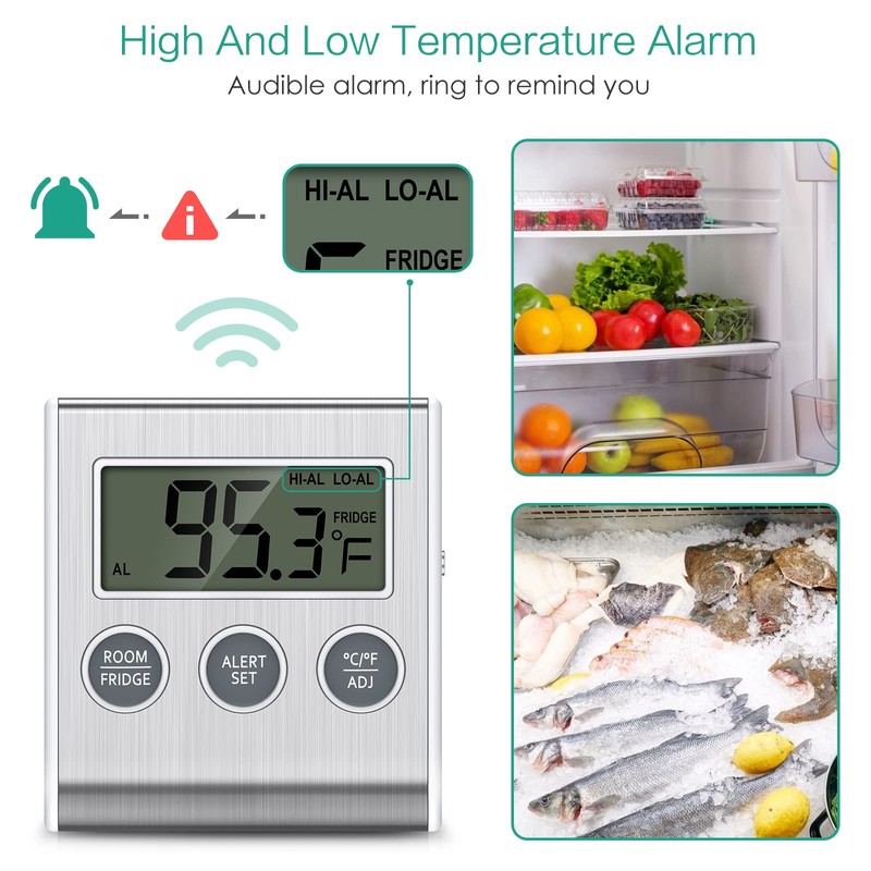 ORIA Refrigerator Thermometer, Digital Fridge Thermometer with High Low Temperature