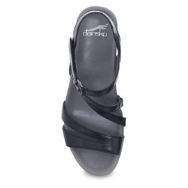 Dansko Addyson Wedge Sandal for Women – Cushioned, Contoured Footbed for All-Day Comfort and Support – Adjustable Hook & Loop Strap with Buckle Detail – Lightweight Rubber Outsole Black 10.5-11 M US