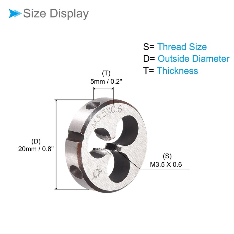 CoCud Metric Adjustable Round Die, M3.5 X 0.6, Alloy Steel
