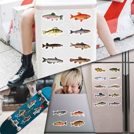 50PCS Funny Fish Stickers for Teens Boy Girls Kids Deep-Sea Fish Stickers Vinyl Waterproof Sticker Go Fishing Decals Pack for Party Supplies (DeepFish)