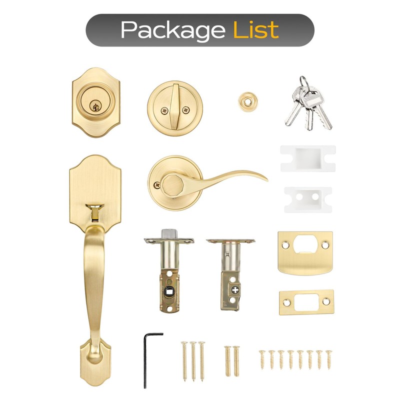 EHOMEWARE 1 Pack Gold Entry Door Handles, Front Door Knobs