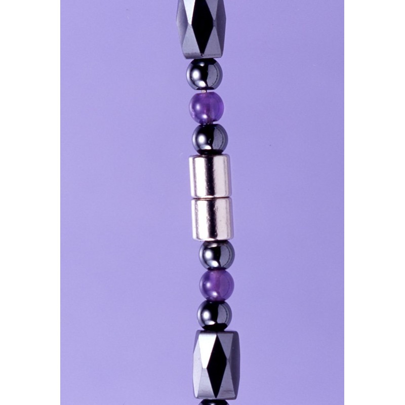 ハイリッチ パワーストーンアクセサリー ブラック 50cm ファッショナブル磁気ネックレス(ガーネット、アメジスト) 2個セット