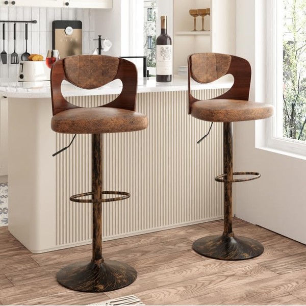 VECELO Bar Stool Set of 2, Kitchen Island Stools with