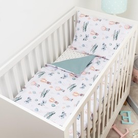 Baby Safe Duvet Cover Baby Cot 120 x 90 cm Duvet Cover Cradle 100% Organic Cotton Oeko-Tex Certified Bed Linen Single Bed Children's Bedding Set Aero