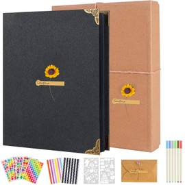 AIOR DIY Photo Album 60 Black Pages Scrapbook, DIY Photo Book Gift for Graduated Birthday Christmas Wedding Family Baby (Black)