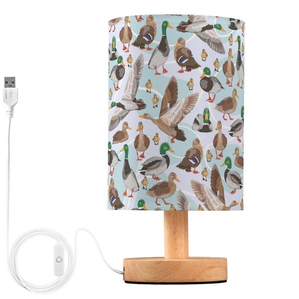 ALAZA Hipster Mallard Duck Decor Bedside Table Lamp with USB