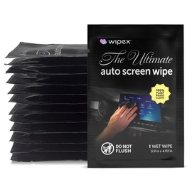 Wipex Ultimate Auto Screen Wipes - 20ct Individually Wrapped Car Wipes for Interior Cleaning, Streak-Free & Residue-Free Polish, Plant-Based Black Cloth, Ideal for Screens, Gauges, Mirrors & Dashboard