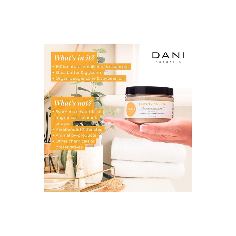 DANI - Exfoliante de azúcar natural, 14 oz