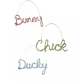 Bethany Lowe Chick Bunny Ducky Hanging Ornaments S/3