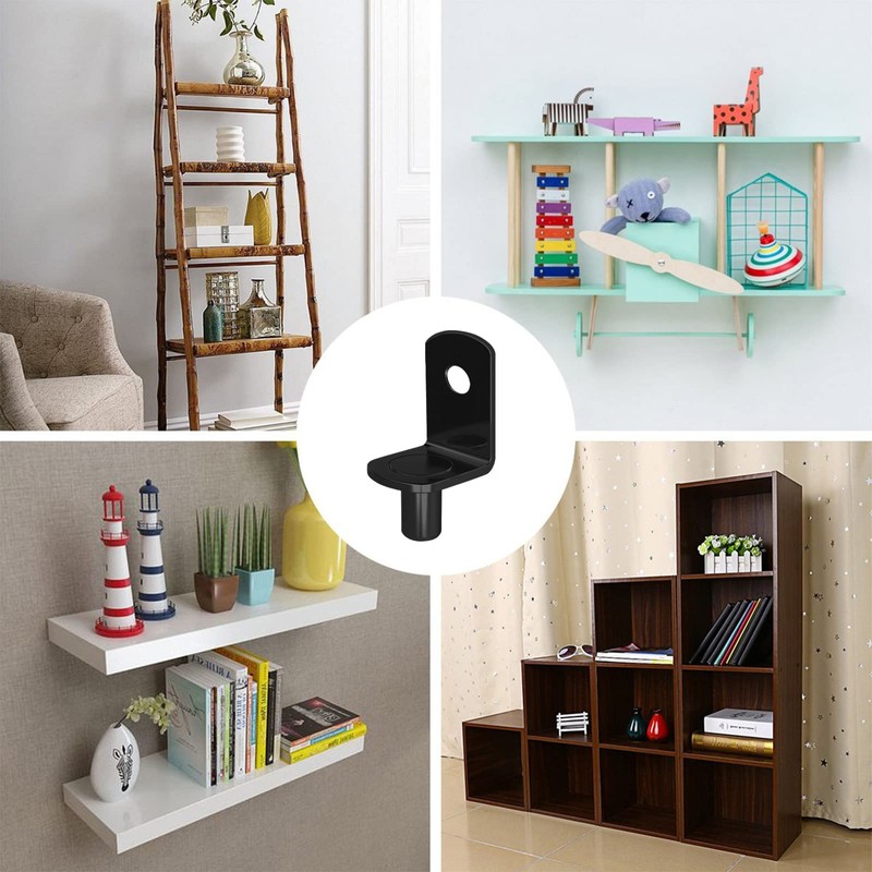 Cerpourt Shelf Support Pegs, 40 Pcs L-Shaped Black Steel Cabinet