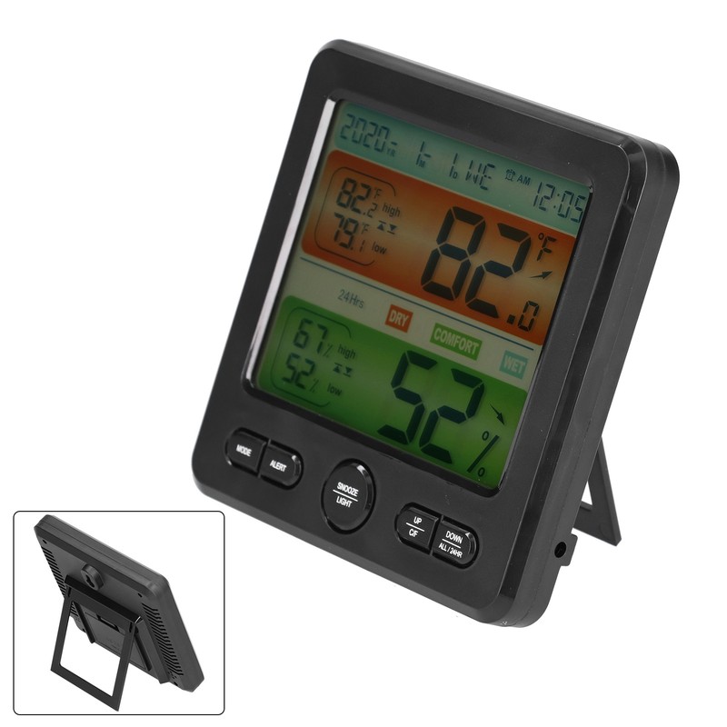 Indoor Temperature Humidity Gauge Clock Large Screen Electronic Digital Display