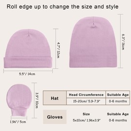 Newborn Baby Hats and Mittens Set for Unisex Infant Toddler Soft Beanie Hat Newborn Hospital Hats for Boys Girls 0-6 Months
