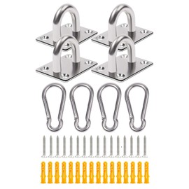 Pad Eye Carabiner Eye Plate [Set of 4] Sunshade Sail Mounting Bracket Stainless Steel Sunshade Tarp Stylish