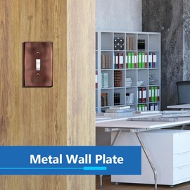LIDER Toggle Light Switch Metal Wall Plate, Stainless Steel Switch Cover, Corrosion Resistant, Mid-Size 1-Gang 4.88" x 3.11", 201 Stainless Steel, LMWP-11M-AC, Antique Copper