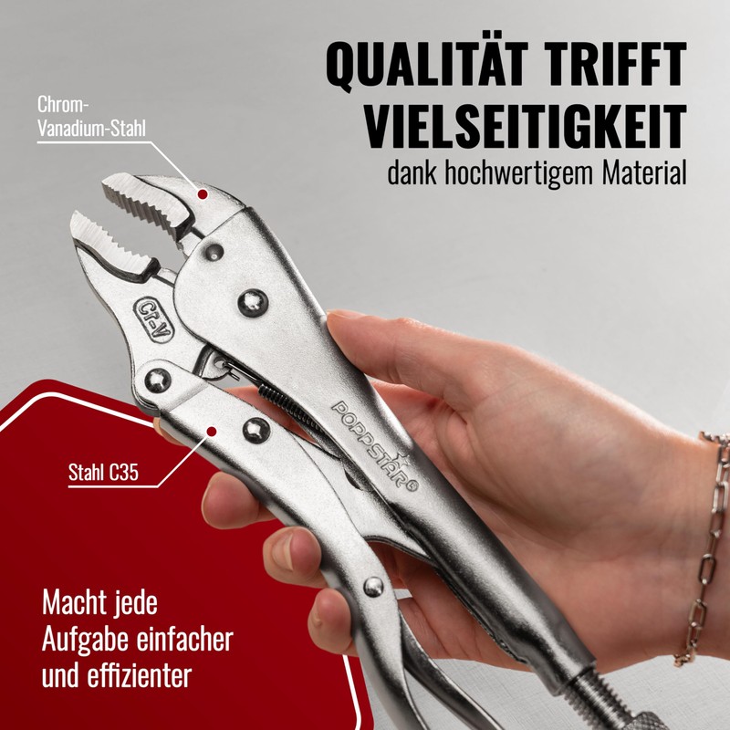 Poppstar Universal Grip Pliers (225 mm) Locking Pliers with Set