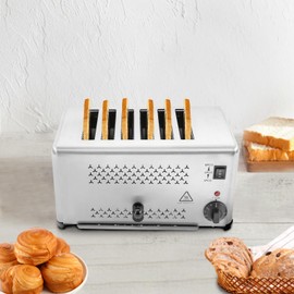 YUNLAIGOTOP 6-Slice Commercial Toaster Bread Baking Machine 1680W Electric Stainless Steel Toaster w/Adjustable Time 3 Modes Stainless Steel Countertop Toaster for Homes Restaurants Hotels