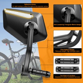 CLHMILY&Z Bike Mirror Bar End Bike Mirror, HD Automotive Grade Glass Lens E-Bike Mirrors Wider Angle Rotatable Bicycle Mirror, Scratch Resistant E-Bike Universal Rearview Mirrors(Right)