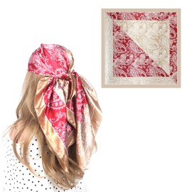 EIysee 35 Inches Silk Head Scarf-Satin Hair Scarves Silk Bandana Scarf Headscarf Silk for Women's Fashion Scarves (Brownish pink-Spliced cashews)