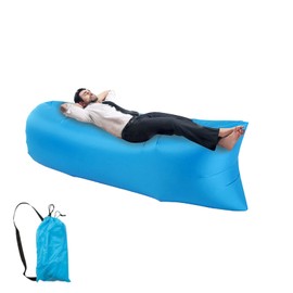 CAIJ Inflatable Air Sofa, Blue, Inflatable Sofa with Carry Bag, Portable, Waterproof, Anti Air Leak Design, Inflatable Lounger for Park, Leisure, Camping, Outdoor, Office, Lunch Breaks and Beach