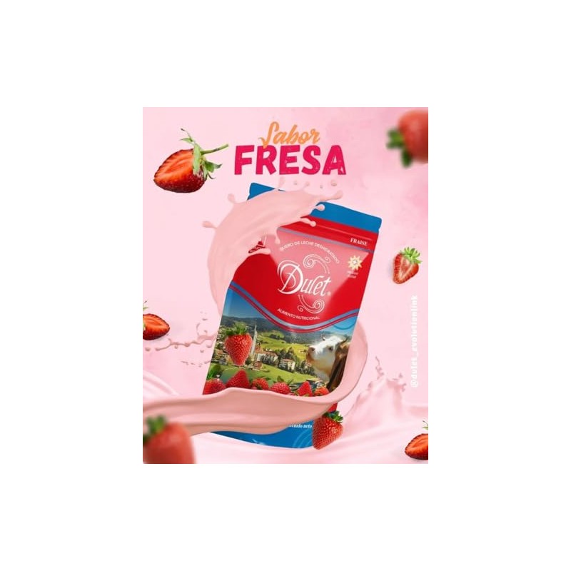 Lactosuero deshidratado en polvo-Producto Suizo-Ingredientes naturales-Con chispas de fresa deshidratada-Alta