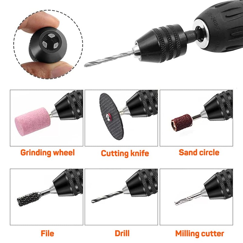 Mesee 0.3-6.5mm Keyless Drill Chuck, Quick Change 3-Jaw Chuck Adapter