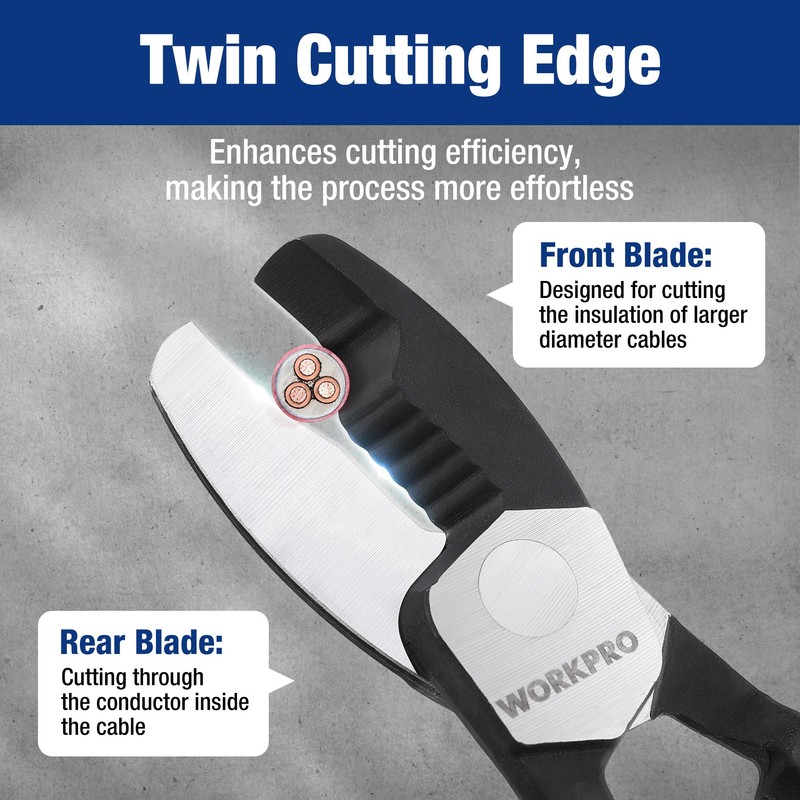 WORKPRO 8 Inch Cable Cutter with Twin Cutting Edge, Heavy