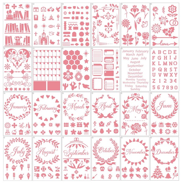 Project Points Journal Planner Stencils -24 Pcs Diary Planning Painting