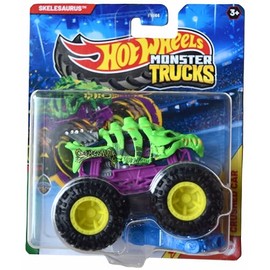 Hot Wheels Monster Trucks Skelesaurus, Beast Bashers 2/6 Includes Crushed Car