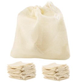 HEIHAK 200 PCS Muslin Bags - Small, 8 x 10 cm Cotton Muslin Reusable Mesh Drawstring Tea Bags for Filtering Tea, Coffee, Spices Storage