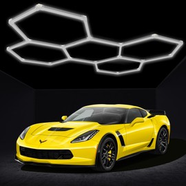 Hexagon Garage Lights - 168W Super Bright Ceiling LED, 7000K for Workshop, Warehouse, Gym, Car Detailing Shop, Basement, Auto Beauty Shop - Gray