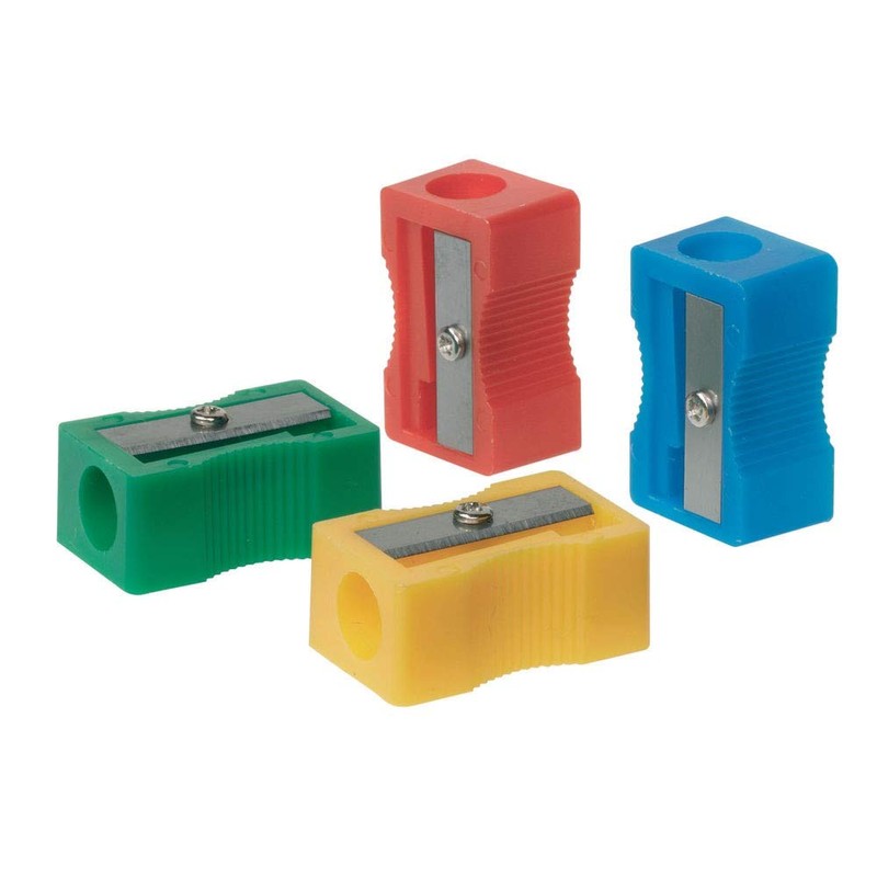 Q-Connect Plastic Pencil Sharpener Single Hole Assorted (Pack of 10)