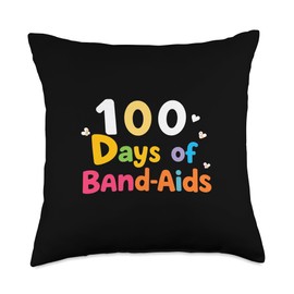 100 Days Of Band-Aids 100 Days Celebration Throw Pillow