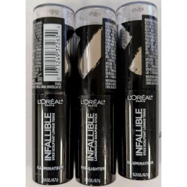 L'Oeal 3 LOREAL INFALLIBLE LONGWEAR SHAPING STICK HIGHLIGHTER 42 GOLD IS COLD 0.3oz EA
