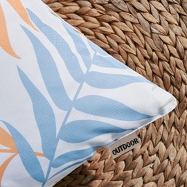 MIULEE Outdoor Cushion Covers Waterproof Polyester Throw Pillow Cover Square Decorative Pillowcase with Leaf Patterns for Garden Sofa Livingroom Bedroom Tent Park 2 Pieces 18x18 Inch Blue Orange