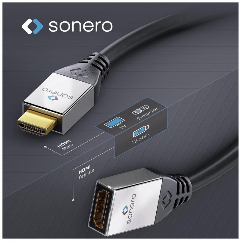 sonero® Premium High Speed HDMI Adapter mit Ethernet, 0,25m, UltraHD