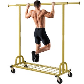 HOKEEPER Clothing Rack Gold Clothes Rack Heavy Duty Garment Rack for Hanging Clothes 525LBS Commercial Clothing Racks with Wheels for Bedroom, Laundry, Balcony, Living Room 22" D x 75" W x 71" H