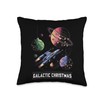 Galactic Christmas Space Adventure with Planets and Ornament Throw Pillow