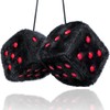 Black Fuzzy Dice for Car - Rear View Mirror Plush
