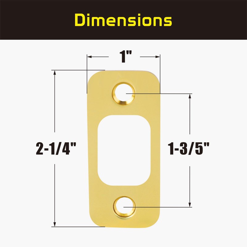 Siwil Deadbolt Strike Plate, Solid Brass Door Backplate 1" X