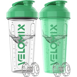 -2 Pack- 28 oz Protein Shaker Bottles for Protein Mixes - 2x Wire Whisk | Leak Proof Shaker Cups for Protein Shakes | Protein Shaker Bottle Pack | Shakers for Protein Shakes-Turquoise&Transparent