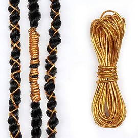 GOLD OR SILVER STRETCHY METALLIC CORD STRING BRAIDING HAIR ACCESSORIES (2m Gold)