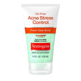 Neutrogena Neutrogena Oil-Free Acne Stress Control Power-Clear Facial Scrub, 2% Salicylic Acid Acne Treatment Medication, Exfoliating Daily Acne Face Scrub for Acne-Prone Skin Care, 4.2 fl. oz