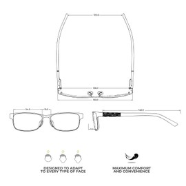 Coronation - Classic - Leesbril voor verziendheid vermoeide ogen (Man-Vrouw) op sterkte (+2.50)