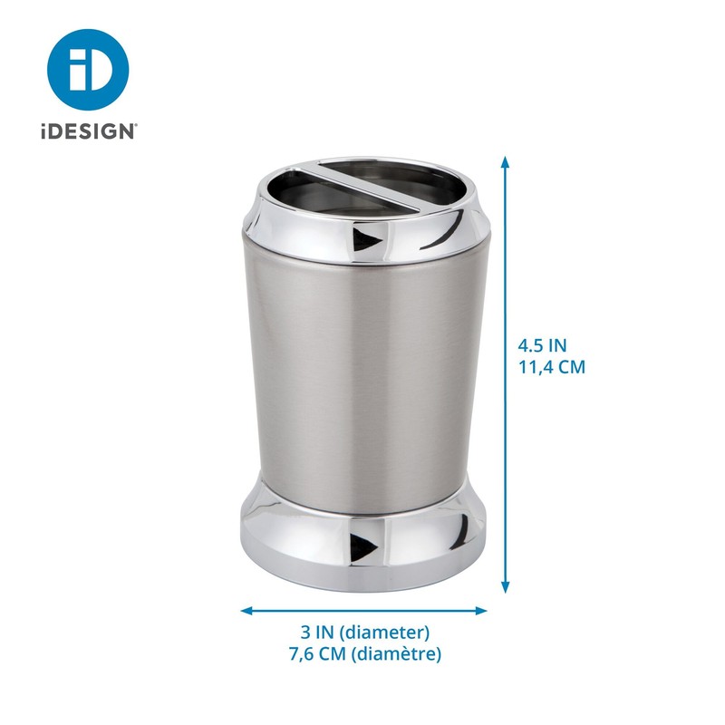 iDesign Stainless Steel Toothbrush Holder, The Preston Collection – 3"