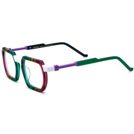 HEPIDEM Matte Multicolor Acetate Glasses Frame Men Vintage Square Eyeglasses Optical Spectacles 9289 (9373 Purple, Clear)