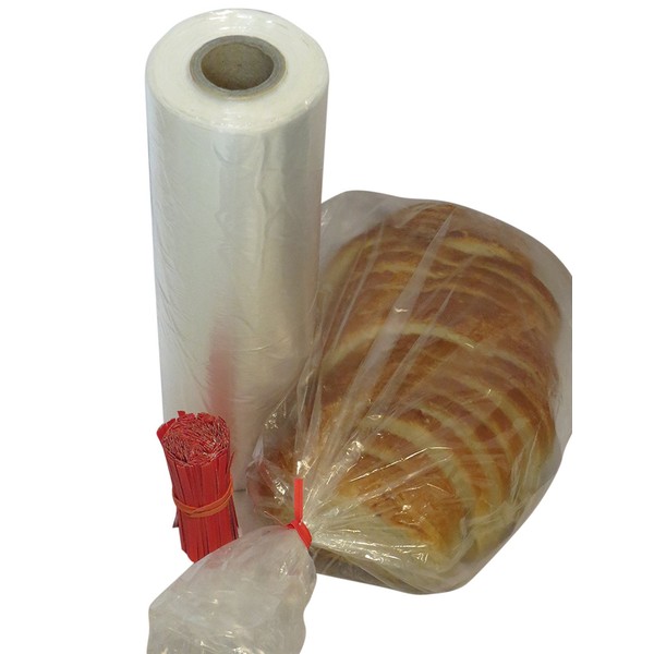 Plastic bread and Grocery Clear Bag on Roll 12x20 1 Roll/cs appx. 350 bags- with Free Twist Ties