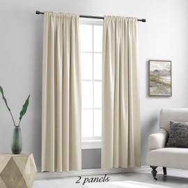 DONREN 2 Panels 84 inch Length Cream Beige Blackout Curtain Panels for Bedroom - Rod Pocket Room Darkening Thermal Insulated Curtains for Living Room (52 x 84 Inches Long)